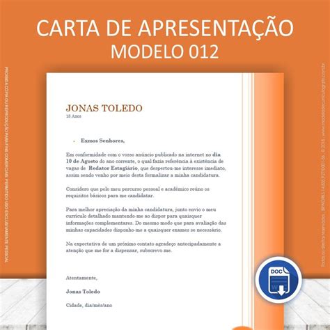 Modelo De Carta De Apresentação Exemplos Para Baixar Modelos De My