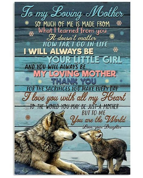 Wolf Daughter To My Loving Mom Ill Always Be Your Little Girl Unframed