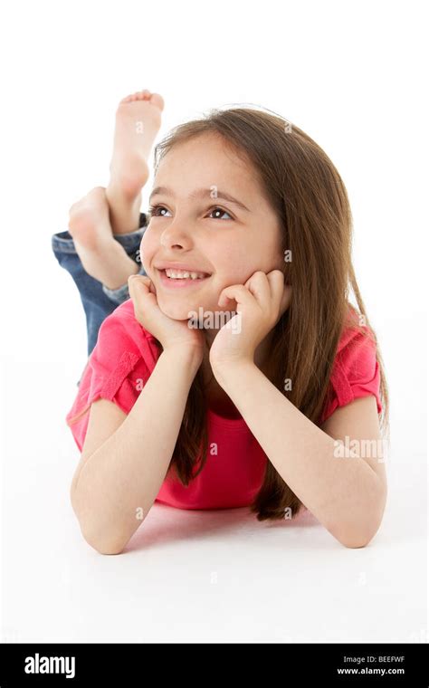 Girl Laying On Stomach Stock Photo Alamy