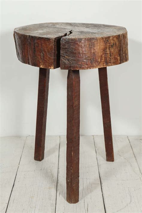 Rustic Wood Block Tall Side Table At 1stdibs Rustic Wood Side Table