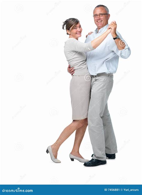 Older Couple Dancing On White Background Stock Image Image Of Females