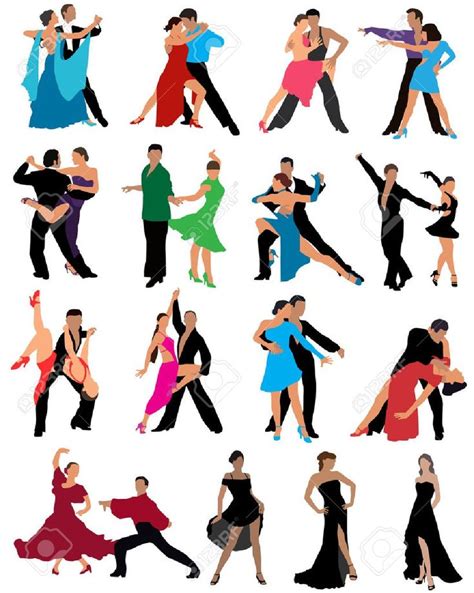 Parejas De Baile Diferentes Estilos De Danza Color Ilustración