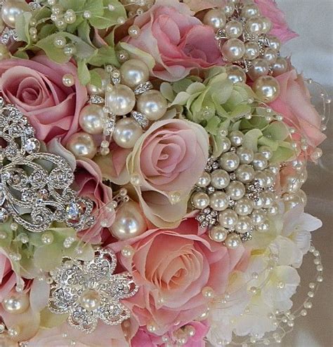 Vintage Pink And Pearl Brooch Bouquet Pearl Bridal Bouquet Wedding