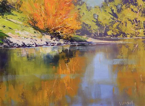 River Bank Reflections Painting By Graham Gercken Fine Art America