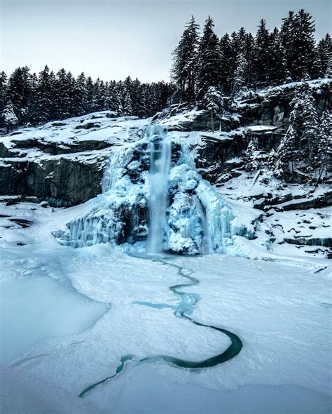 Beautiful Frozen Krimml Waterfalls Austria Stock Image Image Of