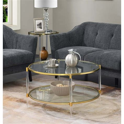 Convenience Concepts Royal Crest Acrylic Glass Coffee Table Clear Gold
