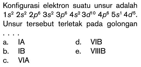 Konfigurasi Elektron Suatu Unsur Adalah 1s 2 2s 2 2p 6 3s