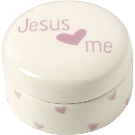 Jesus Loves Me Girl Ceramic Trinket Box