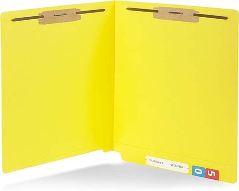 50 Yellow End Tab Fastener File Folders Reinforced