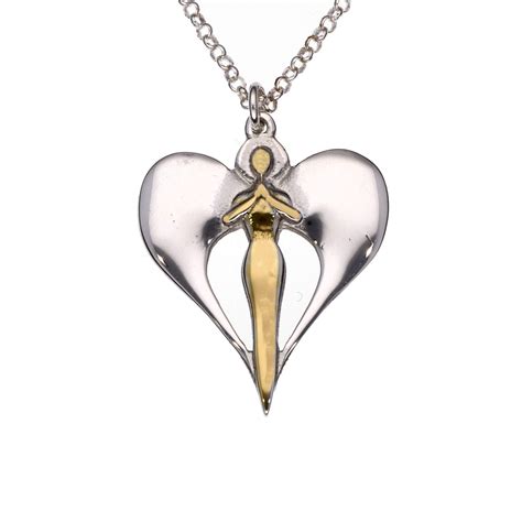 Silver Angel Pendant With Gold Plating St Justin