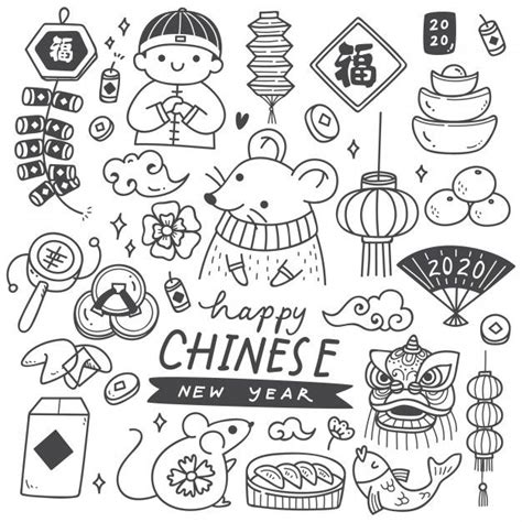 Premium Vector Set Of Chinese New Year Doodles New Year Doodle