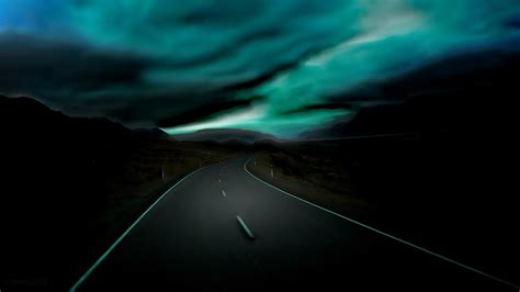 Beautiful Sky Over Night Road By Cleansurf2