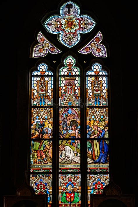 Prague Czech Republic May 11 2017 Stained Glass In The Basilica Of Vysehrad In Prague