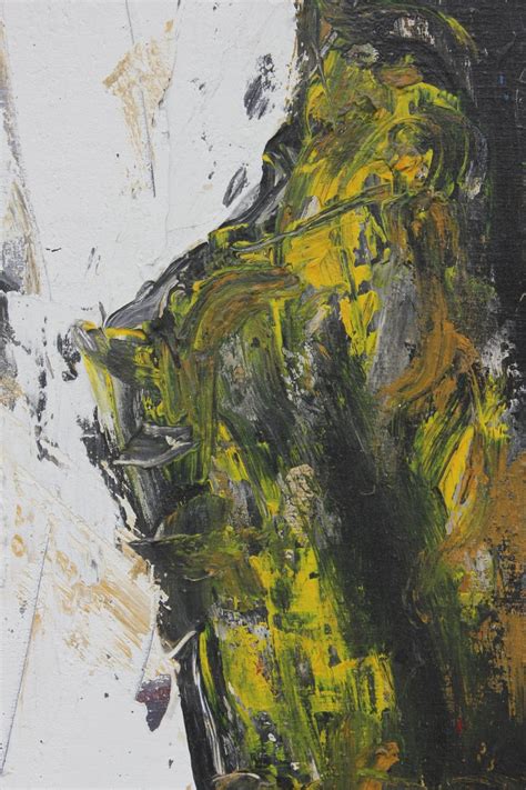 Gino Hollander Large Yellow And Grey Gestural Tonal Abstract