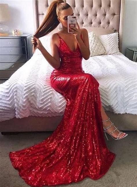 Fajarv Red Skin Tight Prom Dresses