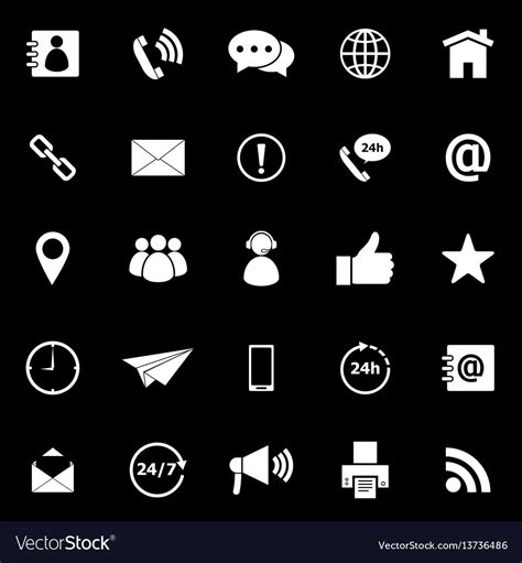 Contact Us Icons On Black Background Royalty Free Vector