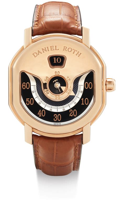 2297 Daniel Roth 318y50型號「ellipsocurvex Papillon」限量版粉紅金橢圓形跳時腕錶備