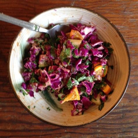 Easy Red Cabbage Orange And Cilantro Chopped Salad Plant Based Slow