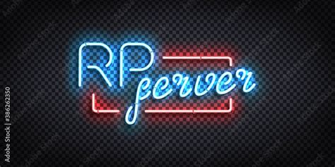 Vector Realistic Isolated Neon Sign Of Rp Server Logo For Decoration
