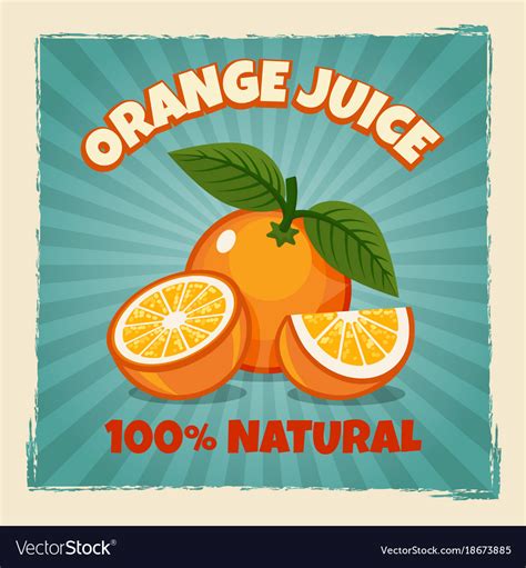 Orange Fruit Vintage Poster Royalty Free Vector Image