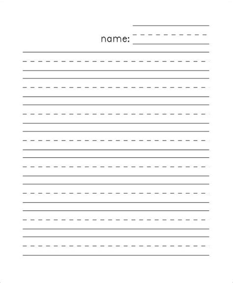 Kindergarten Lined Writing Paper Writing Paper Template Lined
