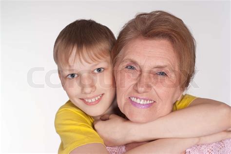 Beautiful Grandmother And Grandson Stock Image Colourbox