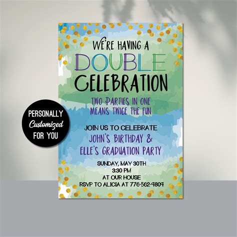double celebration invitation for birthday party dual party invitation digital download twice