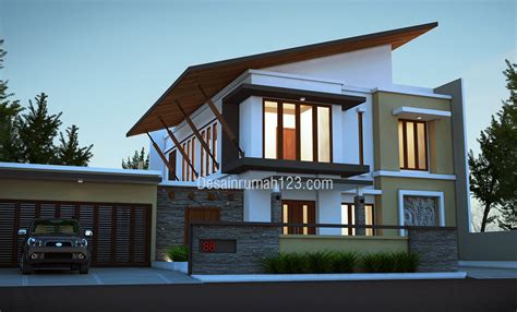 Desain Fasad Rumah 2 Lantai Modern Tropis Homecare24