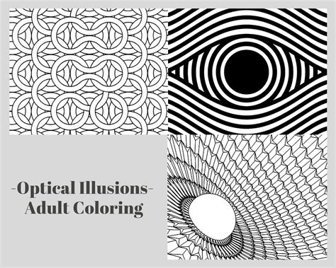10 Optical Illusion Coloring Pages For Adults Downloadable Etsy