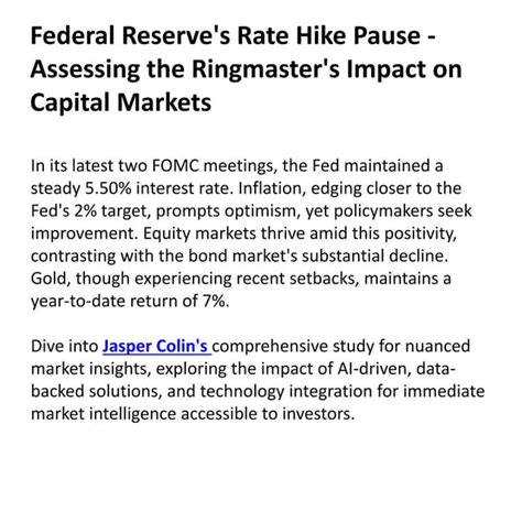 Federal Reserves Rate Hike Pause Assessing The Ringmasters Impact