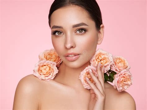 Beautiful Young Woman With A Rose Flower Stock Image Image Of