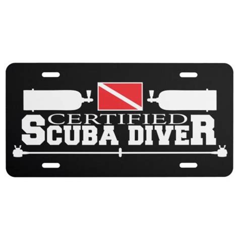 Black Certified Scuba Diver License Plate Zazzle Scuba Scuba Diver