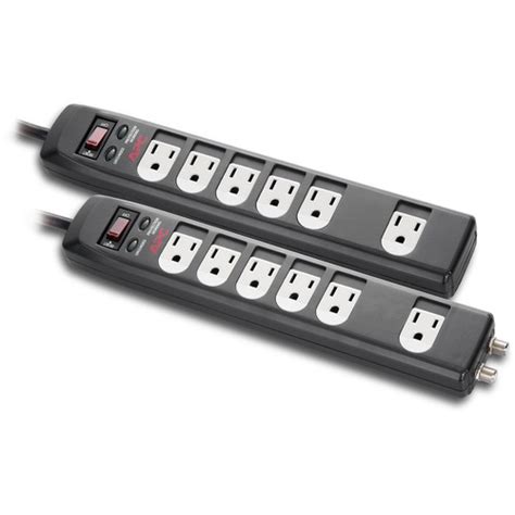 Apc 6 Outlet Surge Protector With Coax 2 Pack P62sp66svb Bandh