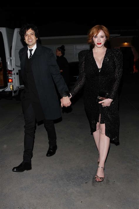 Christina Hendricks And Husband Geoffrey Arend Arrives At Jennifer Kleins Holiday Party In Los