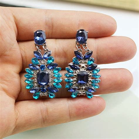 Aliexpress Com Buy E0190 Fashion Jewelry Blue Round Crystal
