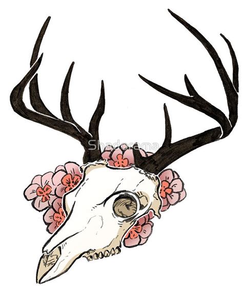 Deer Skull Flowers Sticker By Shadorama Deer Skull Art Animal