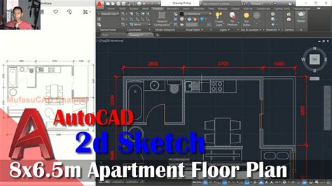 8x65m Apartment Floor Plan Tutorial With Autocad Youtube