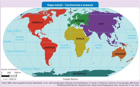 Mapa Múndi Continentes E Oceanos