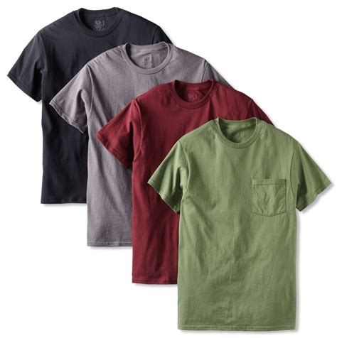 Fruit Of The Loom Mens 4 Pack Pocket Crew Neck T Shirt Colors May