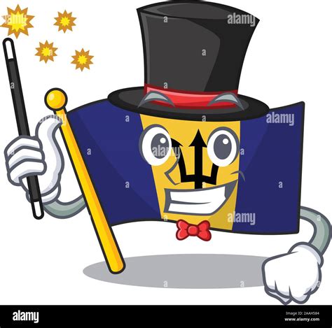 Bandera De Barbados Con El Personaje De Dibujos Animados En Mago Imagen Vector De Stock Alamy