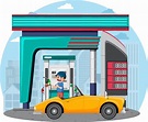 gasolinera en estilo de dibujos animados 6771622 Vector en Vecteezy