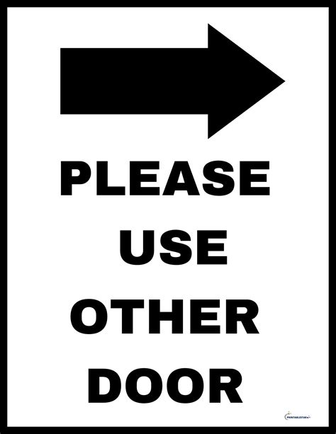 Please Use Other Door Sign Right Arrow Free Download Printable Star