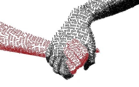 Two Red And Black Hands Illustration Typography Holding Hands Simple
