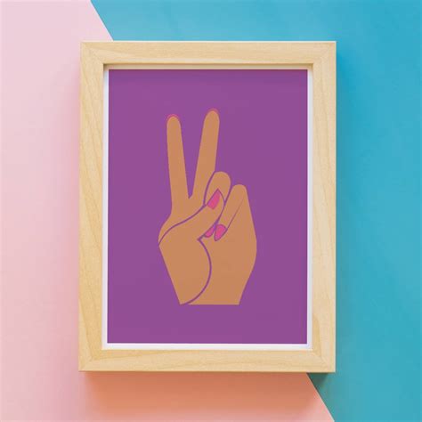 Peace Hand Sign Print Peace Hand Sign Poster Etsy