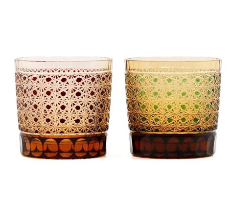 اليابانية مقطوعة الزجاج إيدو كيريكو نظارات قديمة الطراز البوهيمية على طراز تشيكي كأس كريستال