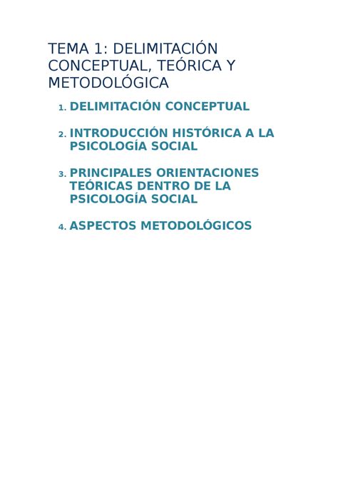 Delimitación Conceptual Teórica Y Metodológica Apuntes De Psicología