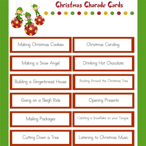 Christmas Carol Charades Printable