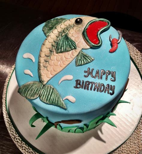 I like the idea of a fish themed birthday party. Bass fishing birthday cake creation! | Dad birthday cakes ...