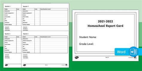 Homeschool Report Card Editable Template Twinkl Twinkl