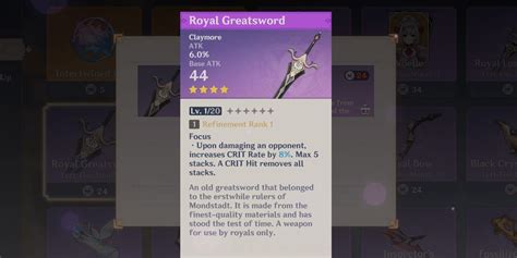 Genshin Impact Royal Greatsword How To Get Stats And More